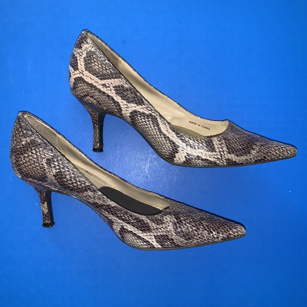 ELLEN TRACY Gray Black Snakeskin Pump Shoes 6M